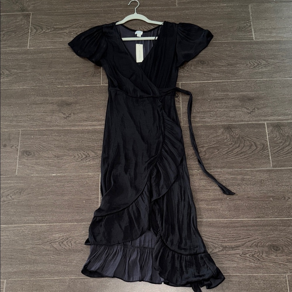 NWT Blue Rain Black Asymmetrical Wrap Dress